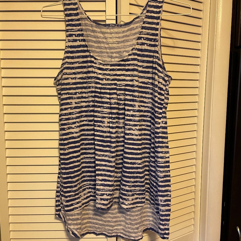 Pleats Collection - blue and white stripe - tank - medium